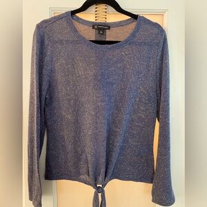 INC International Concepts  BLUE Metallic Casual Sweater  Tie Top Medium